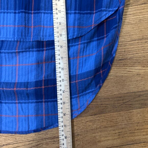 Anthropologie Holding Horses Halfpenny Plaid Tunic Hi-Low Boho Top M Blue - Picture 10 of 15